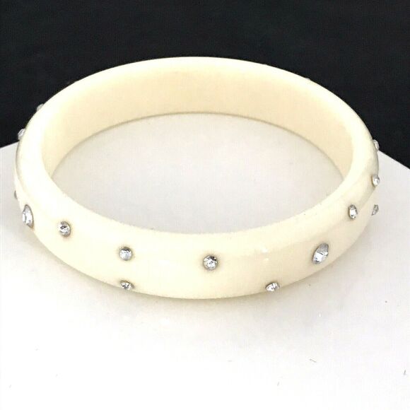 Vintage Lucite Bracelet Clear Crystals Chic Retro 9O - Picture 4 of 7